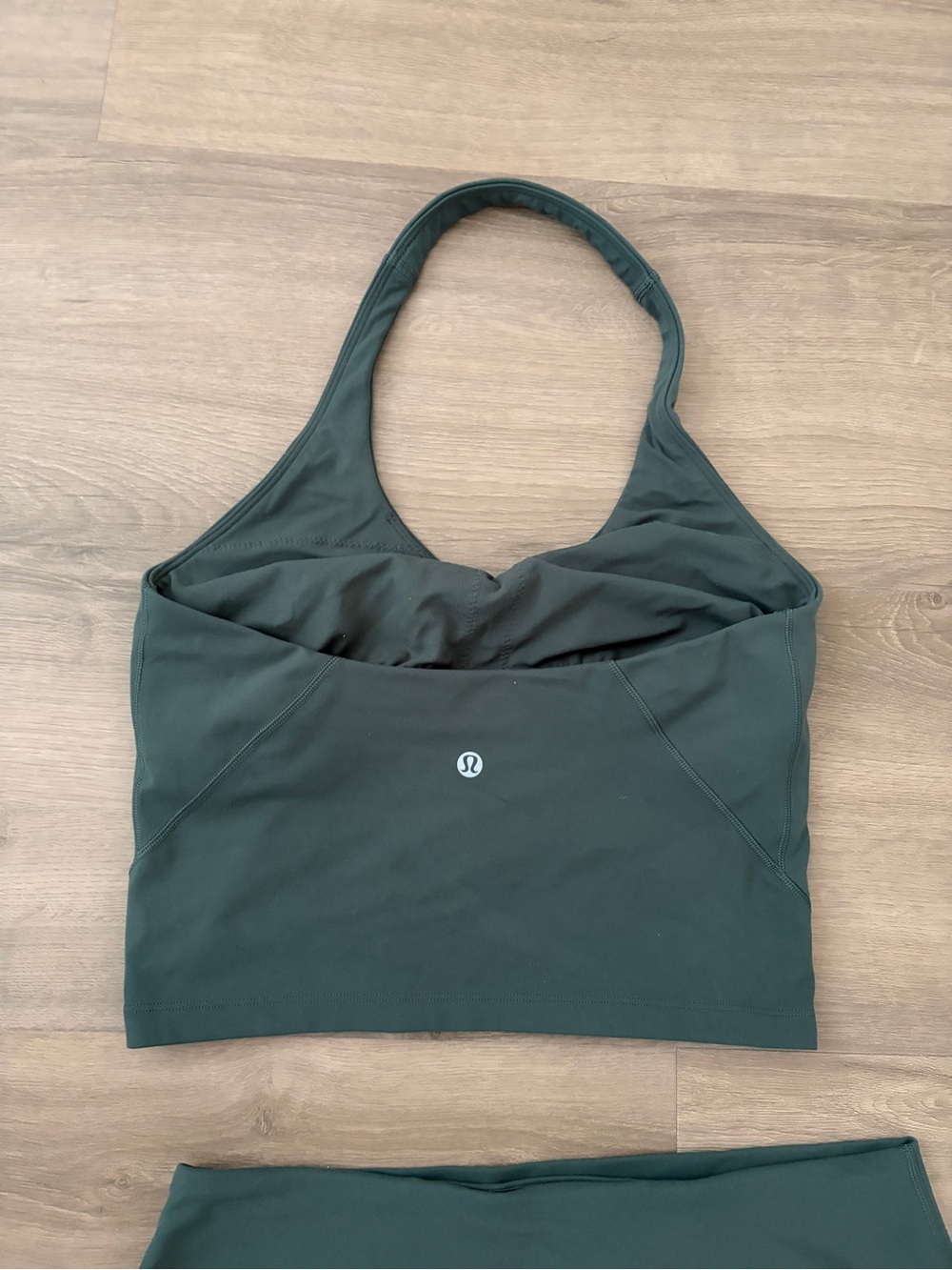 Lululemon Deep Forest Green Align Halter Crop & High-Waist Classic Shorts Set - Picture 3 of 4